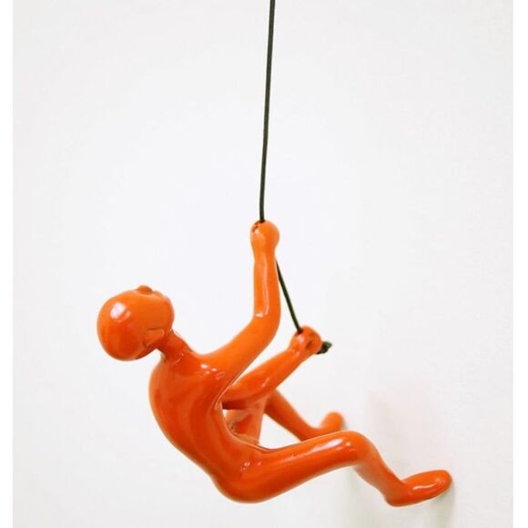 Climbing Man Wall Art for Home Decor with 30” Leather Rope | Polyresin Statues - Picture 2 of 7